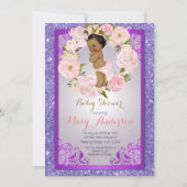 African American Princess Baby shower uitgenodigd Kaart (Voorkant)