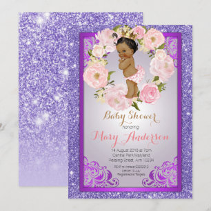 African American Princess Baby shower uitgenodigd Kaart