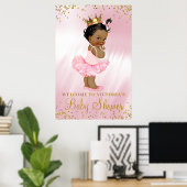 African American Princess Baby shower Welcome Sign Poster (Thuiskantoor)