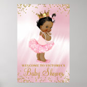 African American Princess Baby shower Welcome Sign Poster (Voorkant)