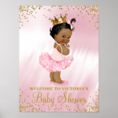 African American Princess Baby shower Welcome Sign Poster (Voorkant)