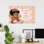 African American Princess Baby shower Welcome Sign Poster (Thuiskantoor)