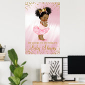 African American Princess Baby shower Welcome Sign Poster (Thuiskantoor)