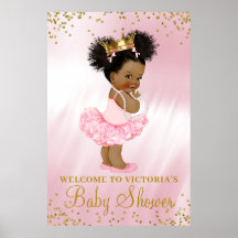 African American Princess Baby shower Welcome Sign