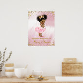 African American Princess Baby shower Welcome Sign Poster (Keuken)