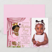 African American Princess Birthday Party Kaart (Voorkant / Achterkant)