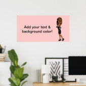 African American Princess Diva Party Banner Poster (Thuiskantoor)