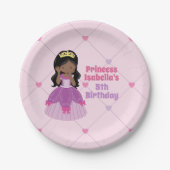 African American Princess Girl Pink Birthday Party Papieren Bordje (Voorkant)