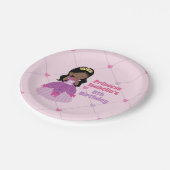African American Princess Girl Pink Birthday Party Papieren Bordje (Gekanteld)