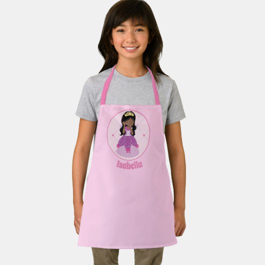 African American Princess Girl Pink Custom Kinder Schort (Insitu)