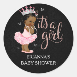 African American Princess Het is een meisje Baby s Ronde Sticker