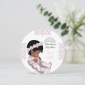 African American Princess Pink Baby shower Girl Kaart (Staand voorkant)