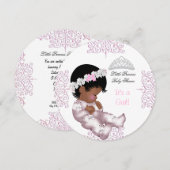 African American Princess Pink Baby shower Girl Kaart (Voorkant / Achterkant)