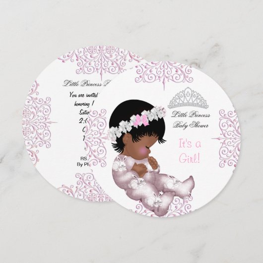 African American Princess Pink Baby shower Girl Kaart (Voorkant / Achterkant)