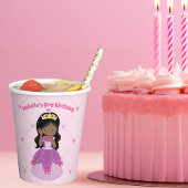 African American Princess Pink Birthday Girl Party Papieren Bekers