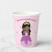 African American Princess Pink Birthday Girl Party Papieren Bekers (Achterkant)