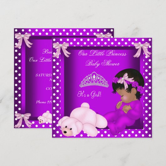 African American Prinses Baby shower Girl 2 Kaart (Voorkant / Achterkant)