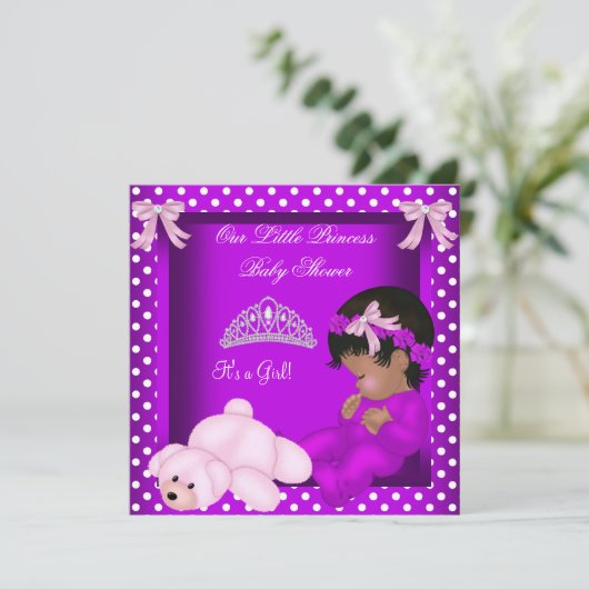 African American Prinses Baby shower Girl 2 Kaart (Staand voorkant)