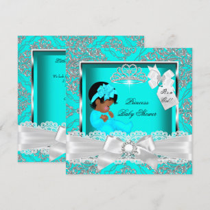 African American Prinses Baby shower Girl Blauwgro Kaart