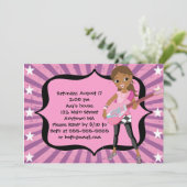 African American Rock Star Birthday Invitation Kaart (Staand voorkant)