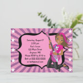 African American Rock Star Birthday Invitation Kaart (Staand voorkant)