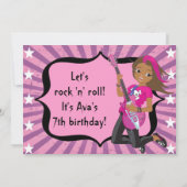 African American Rock Star Birthday Invitation Kaart (Achterkant)