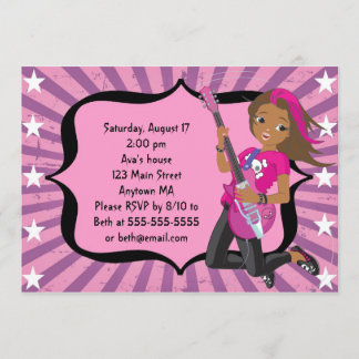 African American Rock Star Birthday Invitation Kaart
