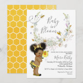 African American Rustic Bee Wildflower Uitnodiging (Voorkant / Achterkant)