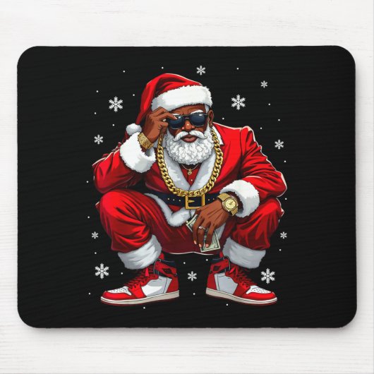African American Santa Christmas Black Xmas Women  Muismat (Voorkant)