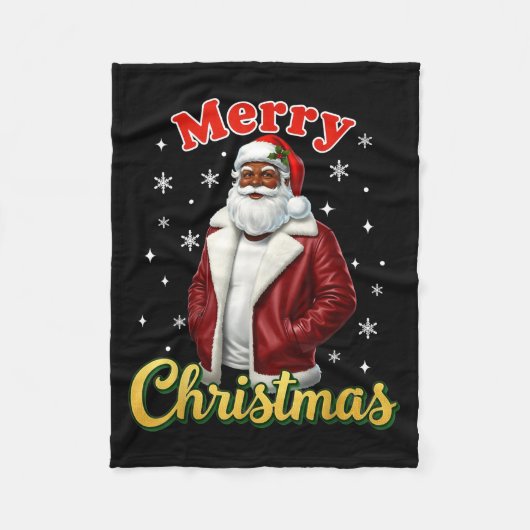 African American Santa Christmas Cool Black X-mas Fleece Deken (Voorkant)