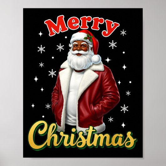 African American Santa Christmas Cool Black X-mas  Poster (Voorkant)