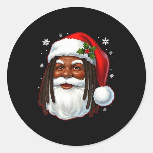 African American Santa Christmas Cool Black X-mas  Ronde Sticker (Voorkant)