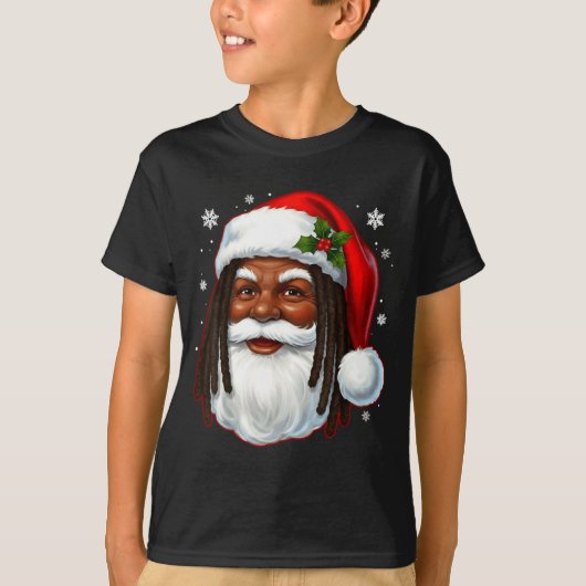 African American Santa Christmas Cool Black X-mas  T-shirt (Voorkant)