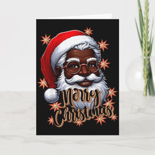 African American Santa Christmas Pajama Black X-ma Kaart (Voorkant)