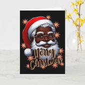 African American Santa Christmas Pajama Black X-ma Kaart (Gele Bloem)