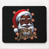 African American Santa Christmas Pajama Black X-ma Muismat (Voorkant)