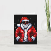 African American Santa Christmas Pajama Cool Black Kaart (Voorkant)