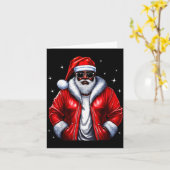 African American Santa Christmas Pajama Cool Black Kaart (Gele Bloem)