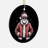 African American Santa Christmas Pajama Cool Black Keramisch Ornament (Rechts)