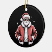 African American Santa Christmas Pajama Cool Black Keramisch Ornament (Links)