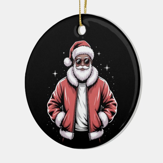 African American Santa Christmas Pajama Cool Black Keramisch Ornament (Links)