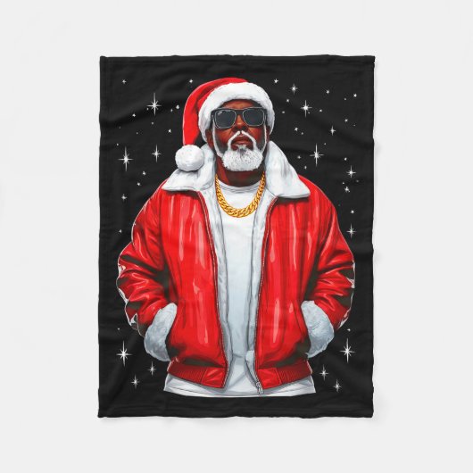 African American Santa Christmas Pajamas Cool Blac Fleece Deken (Voorkant)