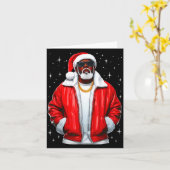 African American Santa Christmas Pajamas Cool Blac Kaart (Gele Bloem)