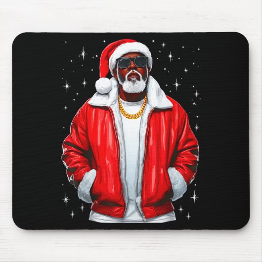 African American Santa Christmas Pajamas Cool Blac Muismat (Voorkant)