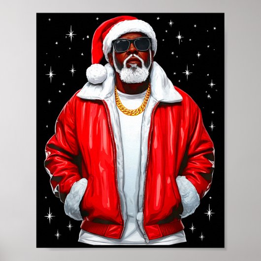 African American Santa Christmas Pajamas Cool Blac Poster (Voorkant)