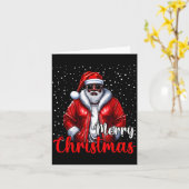 African American Santa Christmas Shirt Pajama Cool Kaart (Gele Bloem)