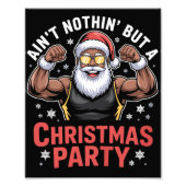 African American Santa Claus Christmas Pajama Foto Afdruk (Voorkant)