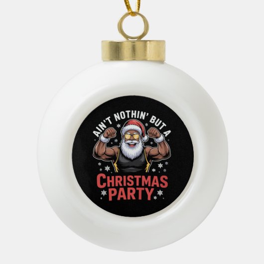 African American Santa Claus Christmas Pajama Keramische Bal Ornament (Voorkant)