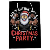 African American Santa Claus Christmas Pajama Medium Cadeauzakje (Voorkant)