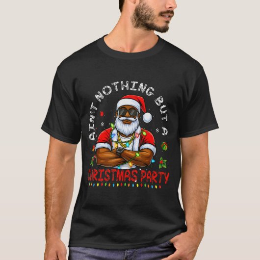 African American Santa Claus Christmas Pajama Menw T-shirt (Voorkant)